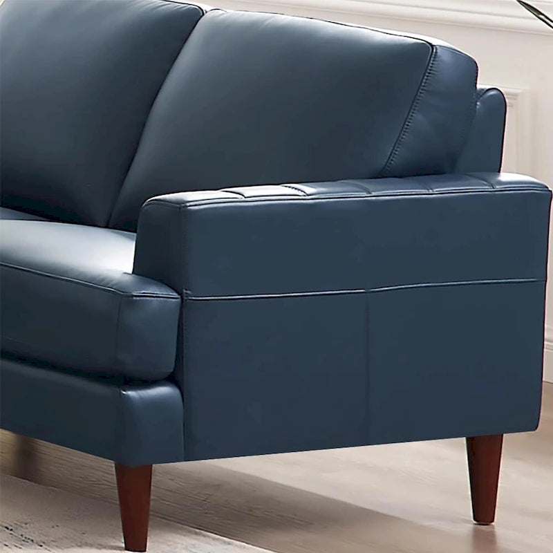 Top Grain Leather Sofa with Feather, Memory Foam and Springs