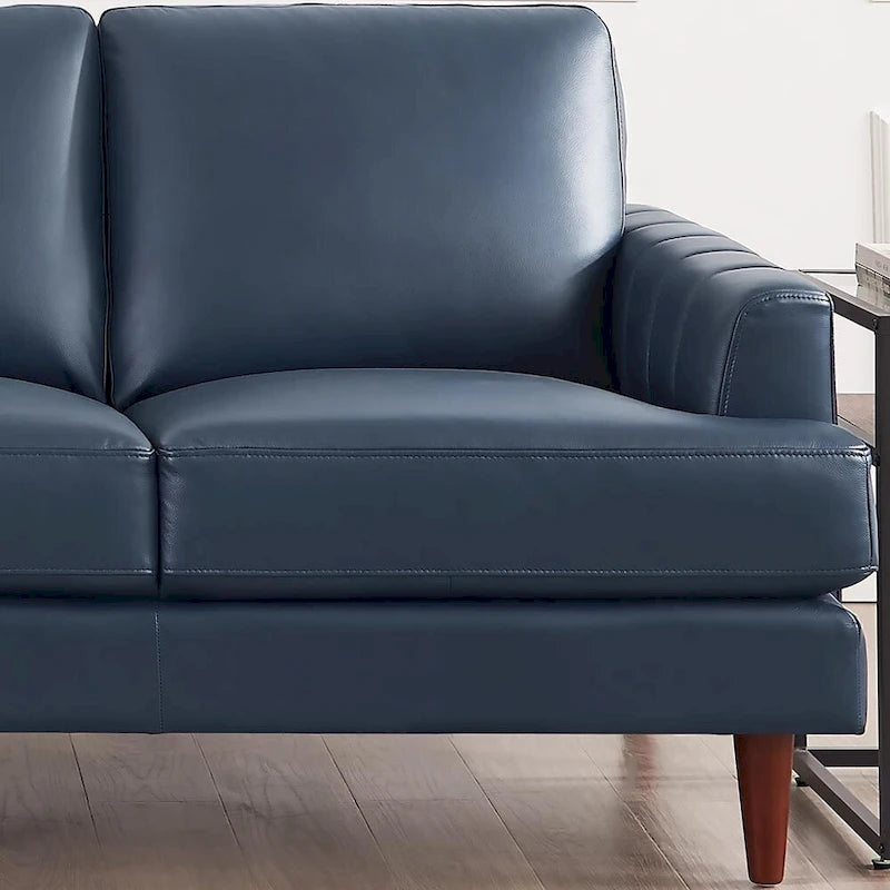 Top Grain Leather Sofa with Feather, Memory Foam and Springs