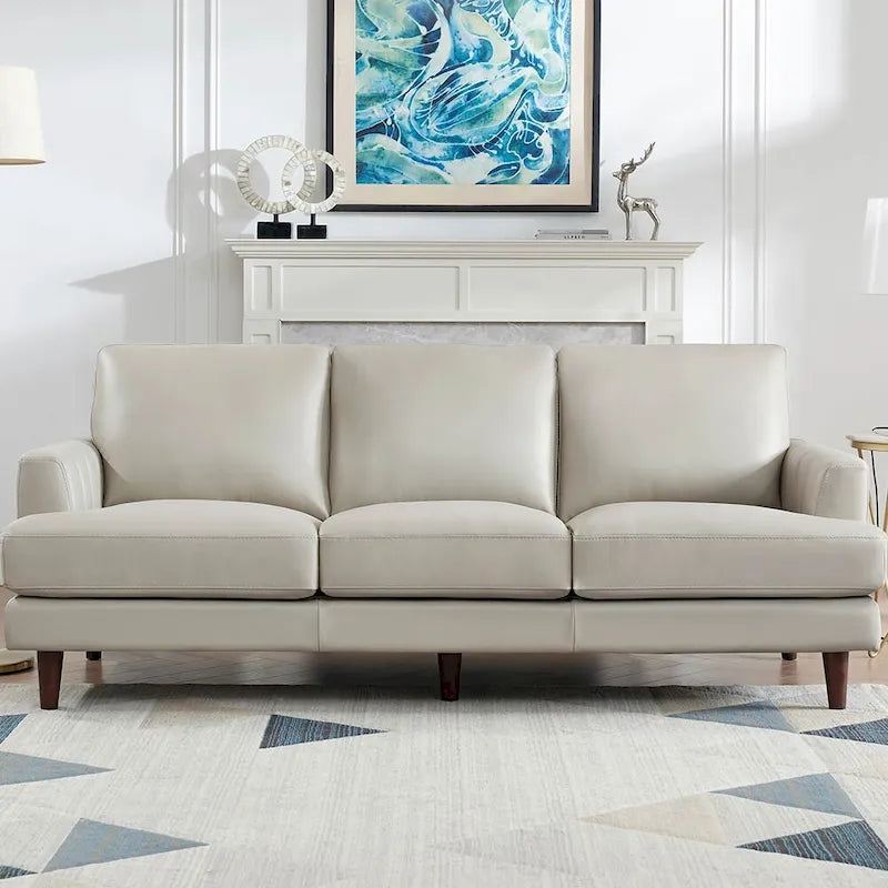 Top Grain Leather Sofa with Feather, Memory Foam and Springs