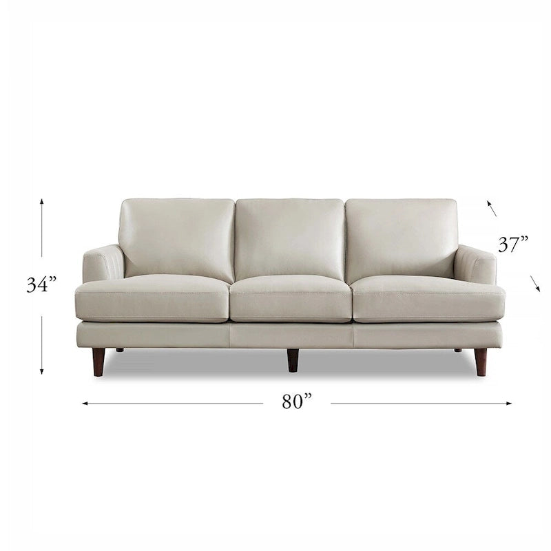 Top Grain Leather Sofa with Feather, Memory Foam and Springs