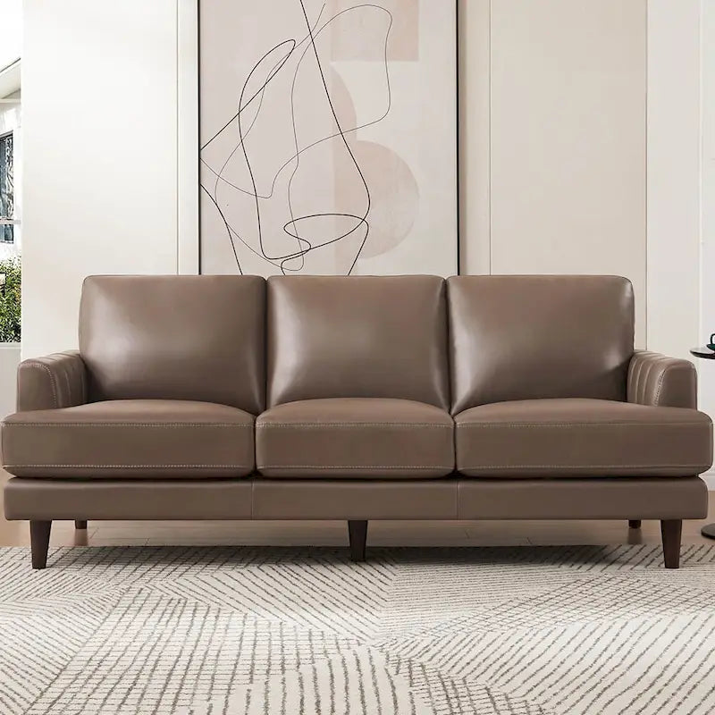 Top Grain Leather Sofa with Feather, Memory Foam and Springs