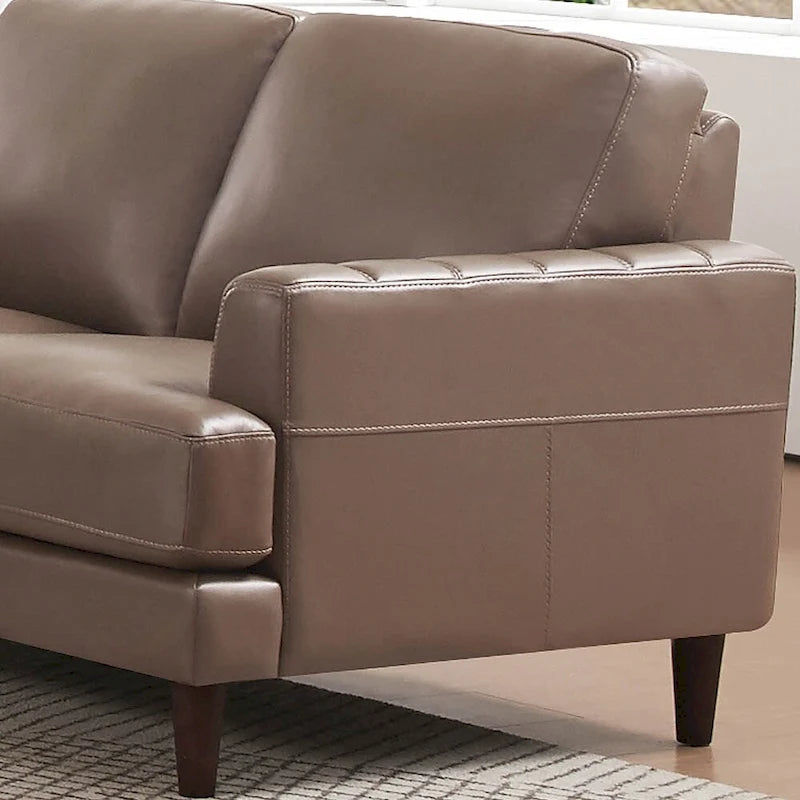 Top Grain Leather Sofa with Feather, Memory Foam and Springs