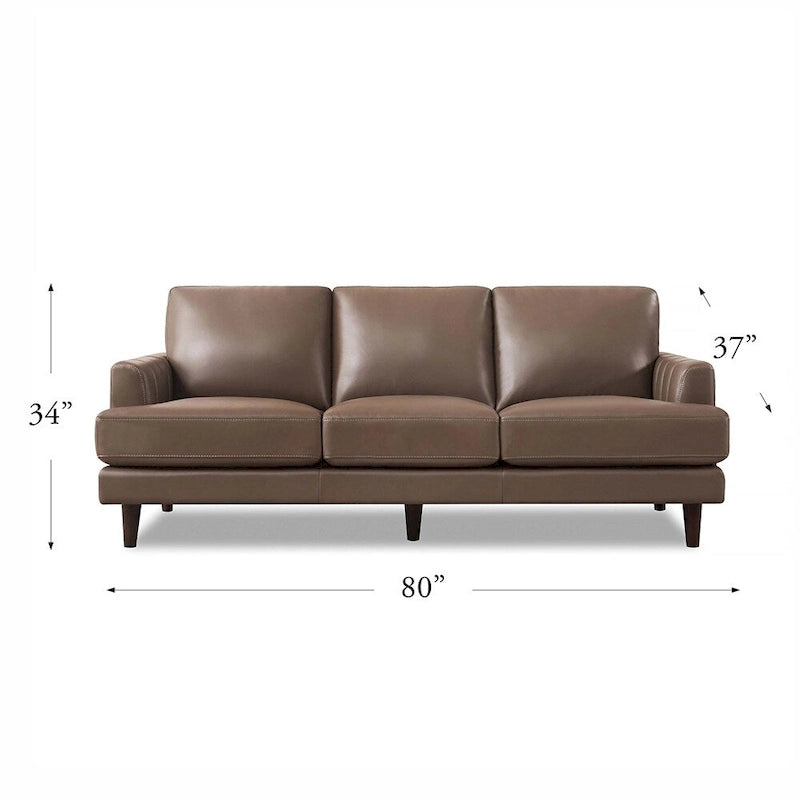 Top Grain Leather Sofa with Feather, Memory Foam and Springs