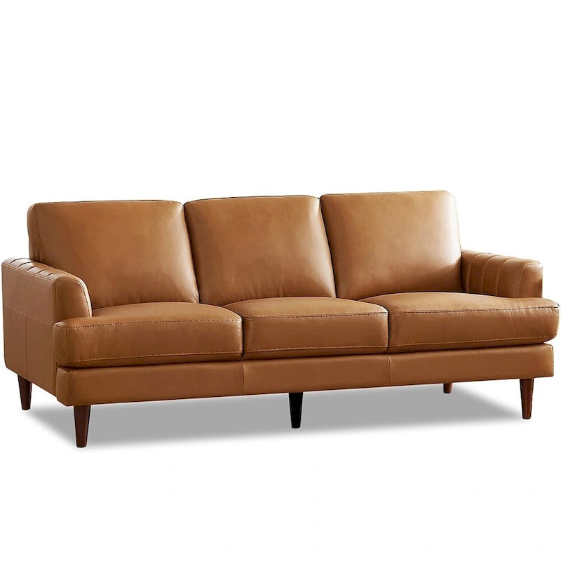 Top Grain Leather Sofa with Feather, Memory Foam and Springs