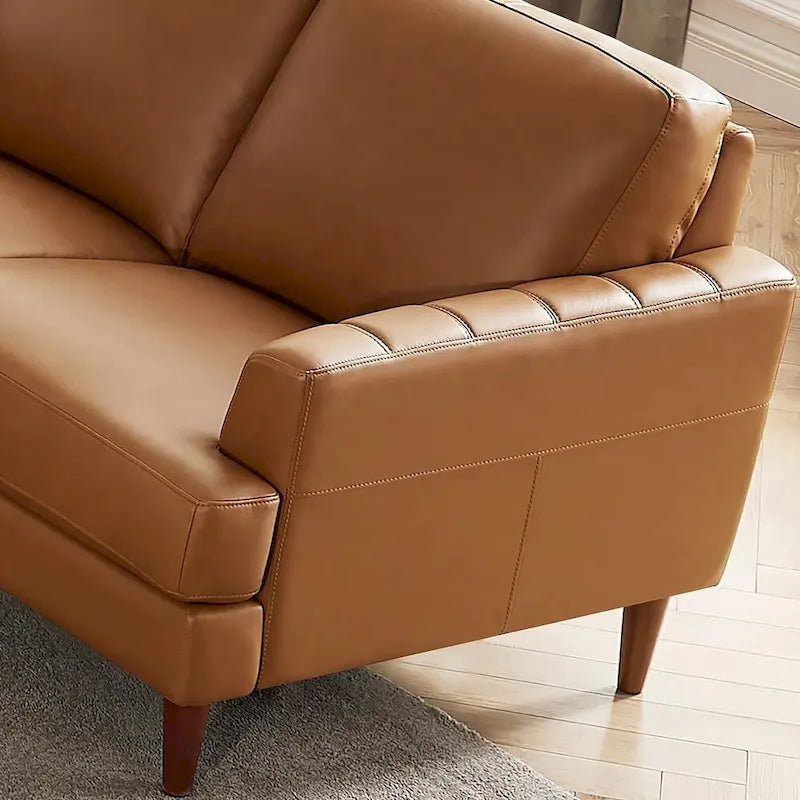Top Grain Leather Sofa with Feather, Memory Foam and Springs