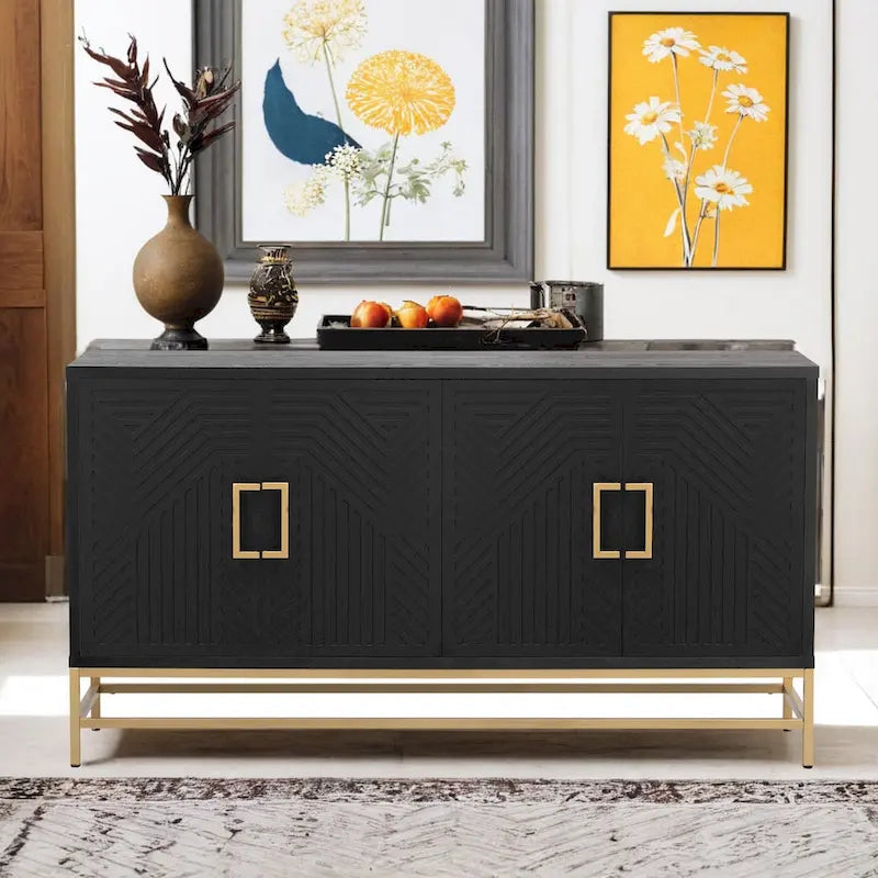 Retro Style Sideboard with Adjustable Shelves, Metal Handles & Legs