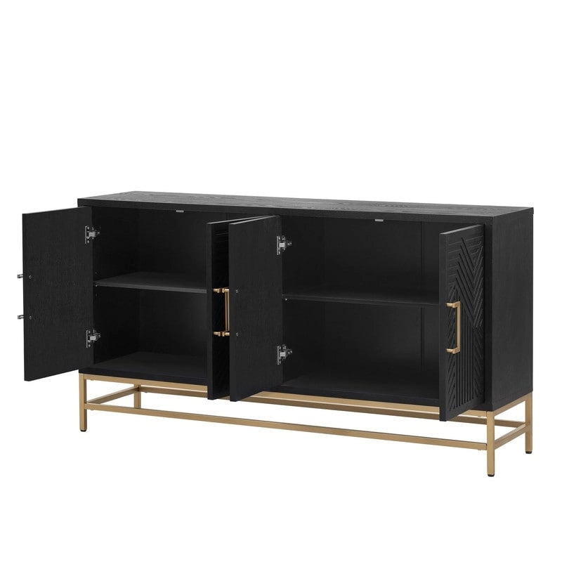 Retro Style Sideboard with Adjustable Shelves, Metal Handles & Legs