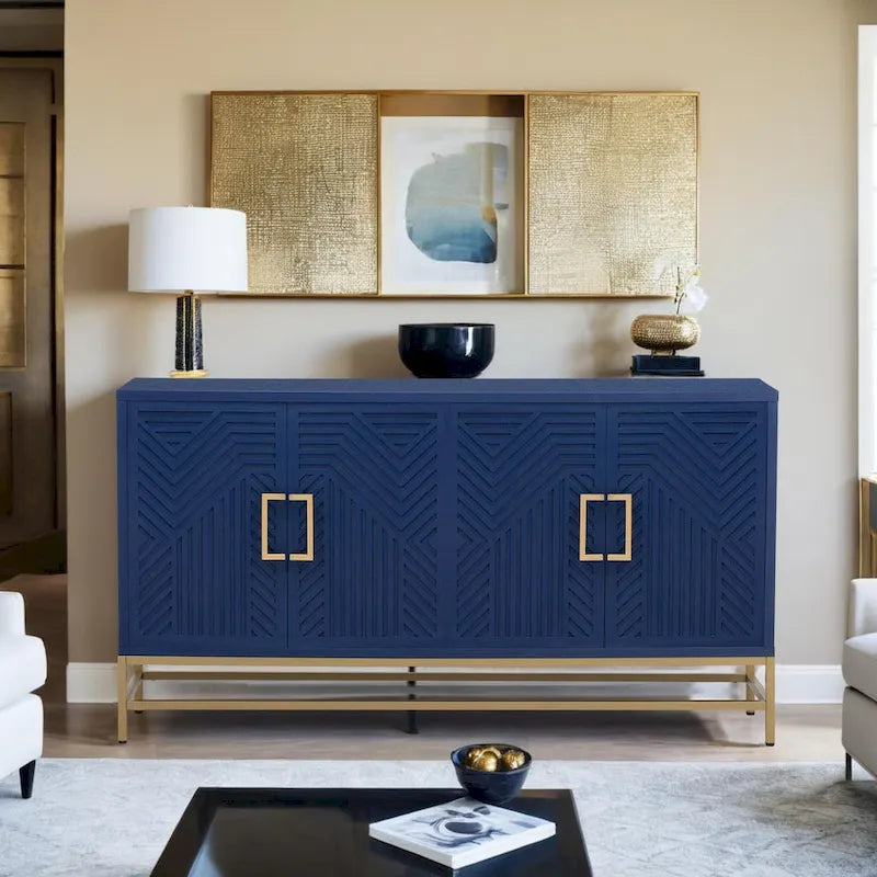 Retro Style Sideboard with Adjustable Shelves, Metal Handles & Legs