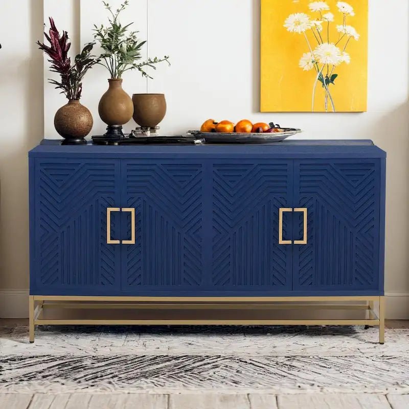 Retro Style Sideboard with Adjustable Shelves, Metal Handles & Legs