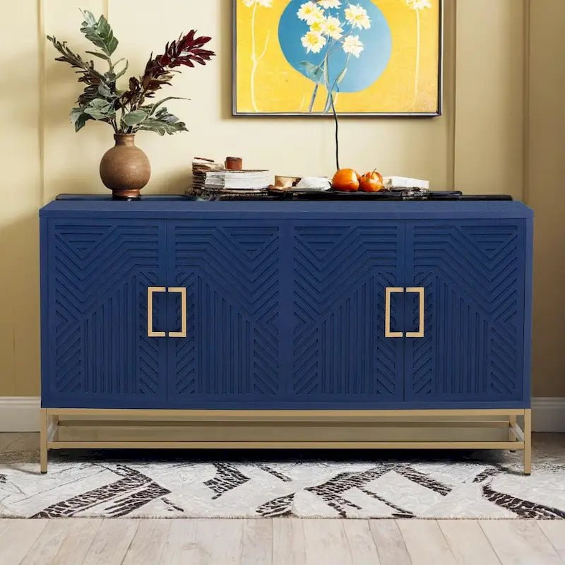 Retro Style Sideboard with Adjustable Shelves, Metal Handles & Legs