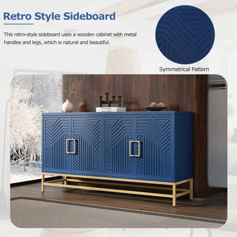 Retro Style Sideboard with Adjustable Shelves, Metal Handles & Legs