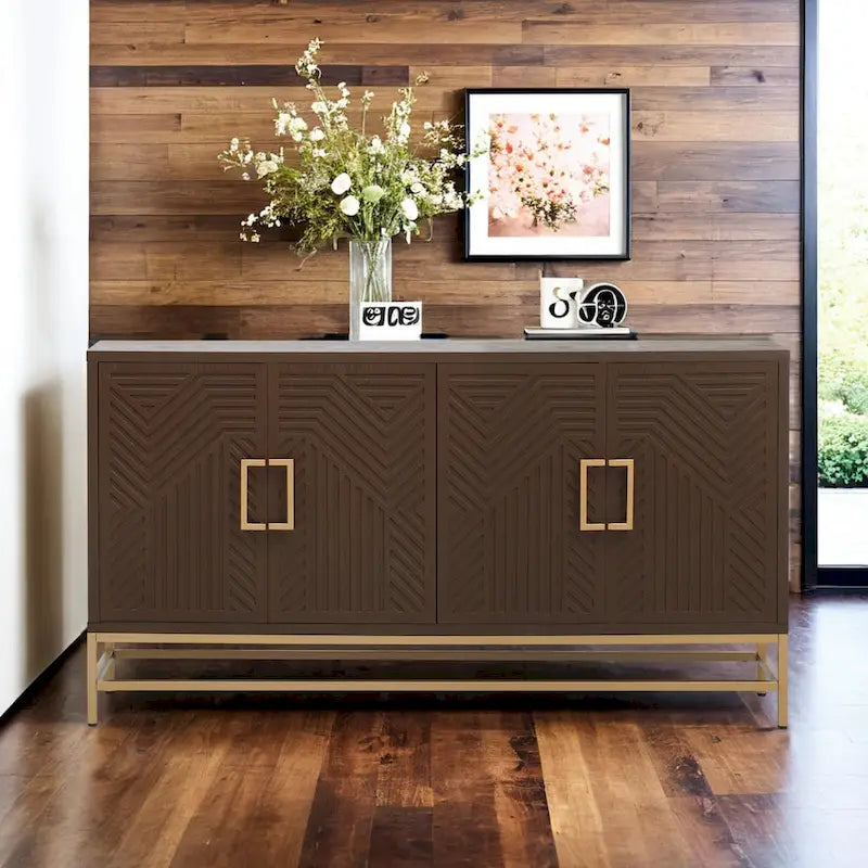 Retro Style Sideboard with Adjustable Shelves, Metal Handles & Legs