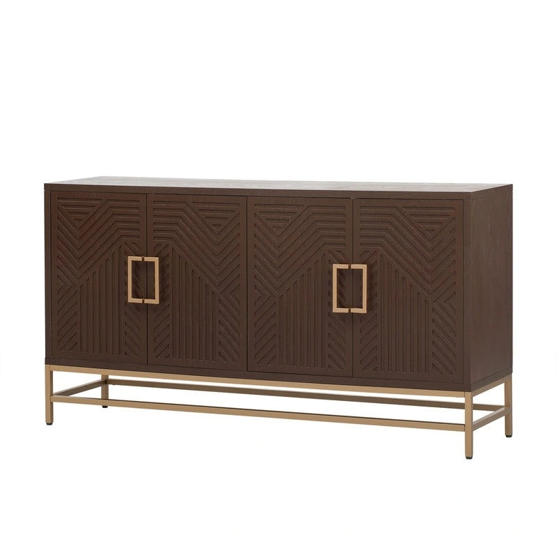 Retro Style Sideboard with Adjustable Shelves, Metal Handles & Legs