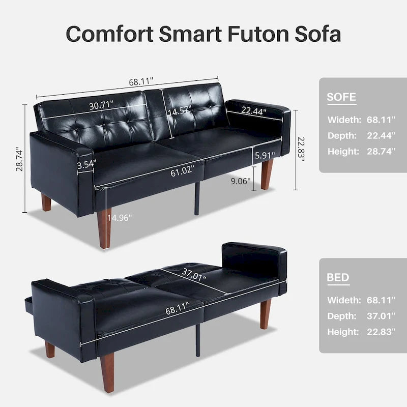 Convertible Sofa Bed with 2 Pillows