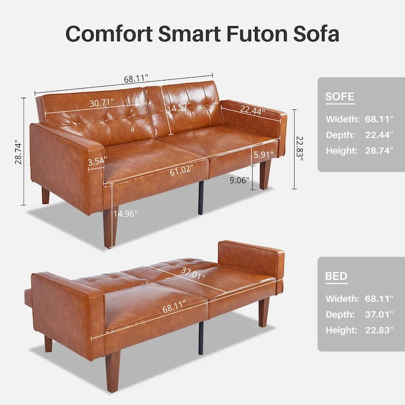 Convertible Sofa Bed with 2 Pillows