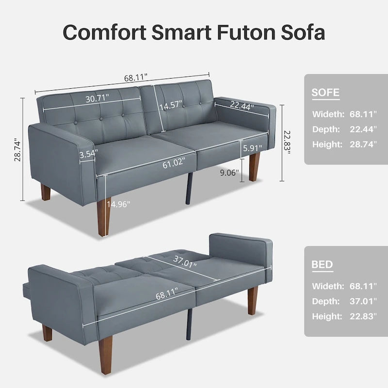 Convertible Sofa Bed with 2 Pillows