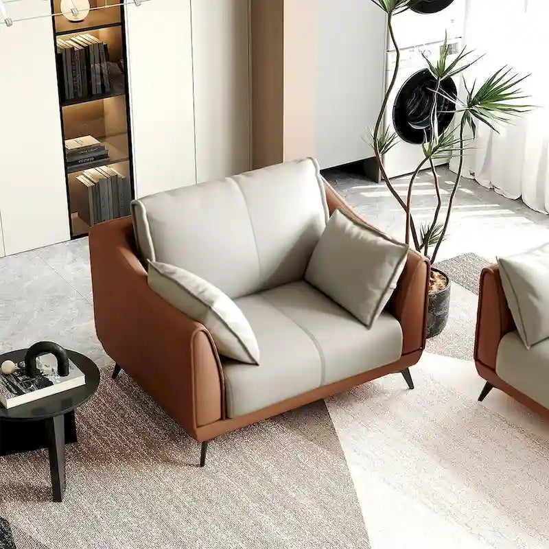 Modern Faux Leather 3-Seater Sofa with Black Legs