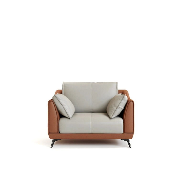 Modern Faux Leather 3-Seater Sofa with Black Legs