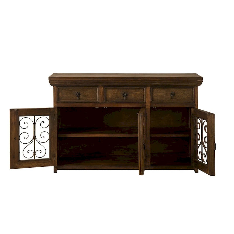 Handmade Reclaimed Barn Wood & Wrought Iron Buffet & Sideboard 54"