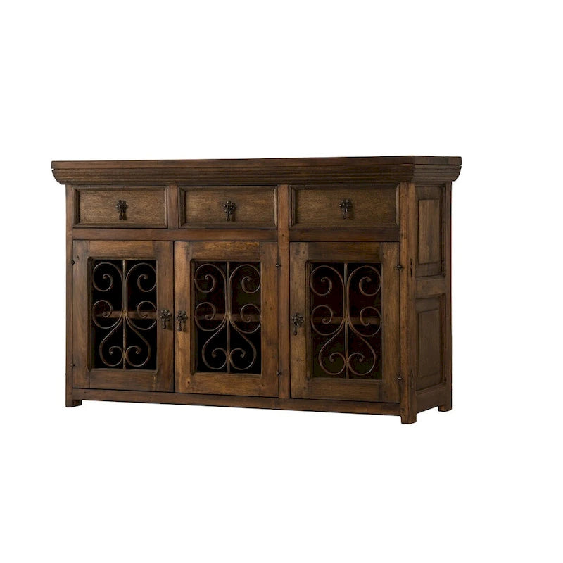 Handmade Reclaimed Barn Wood & Wrought Iron Buffet & Sideboard 54"