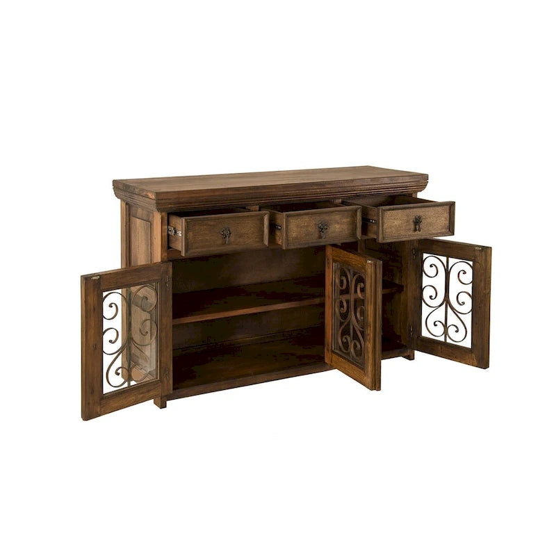 Handmade Reclaimed Barn Wood & Wrought Iron Buffet & Sideboard 54"